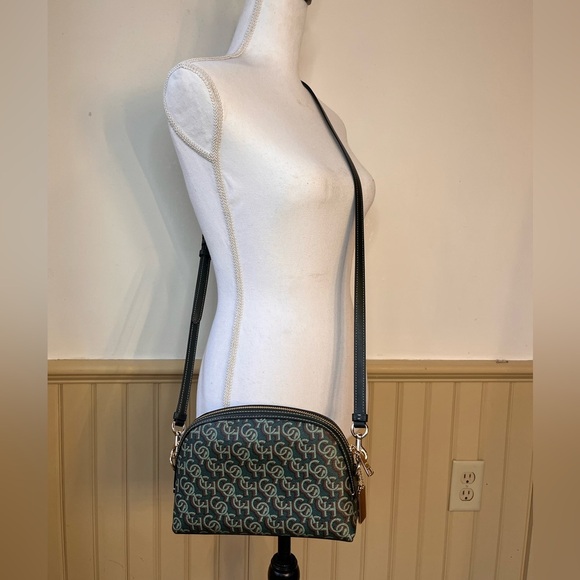 Coach Monogram Green Brown Canvas Crossbody Shoulder Bag - Picture 1 of 14